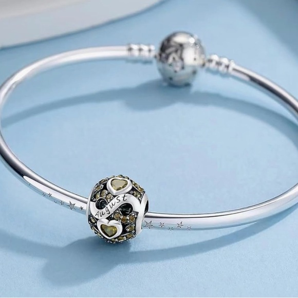 August Birthstone barrel style Charm in Silver 925 fits all pandoras - Picture 2 of 2